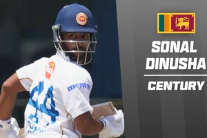 Sonal Dinusha celebrates his century against India under floodlights