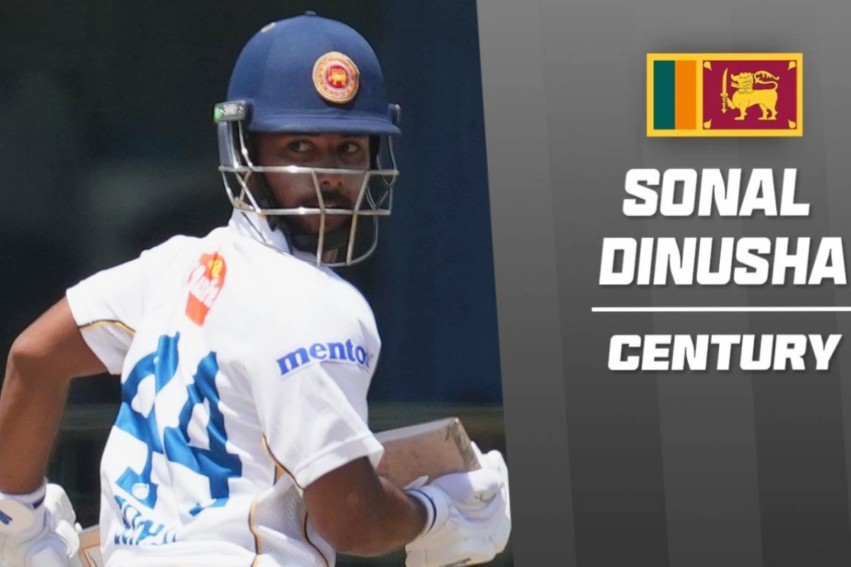 Sonal Dinusha celebrates his century against India under floodlights