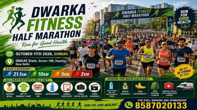 Dwarka Fitness Half Marathon 2026 - upcoming marathon in Delhi NCR, October 11