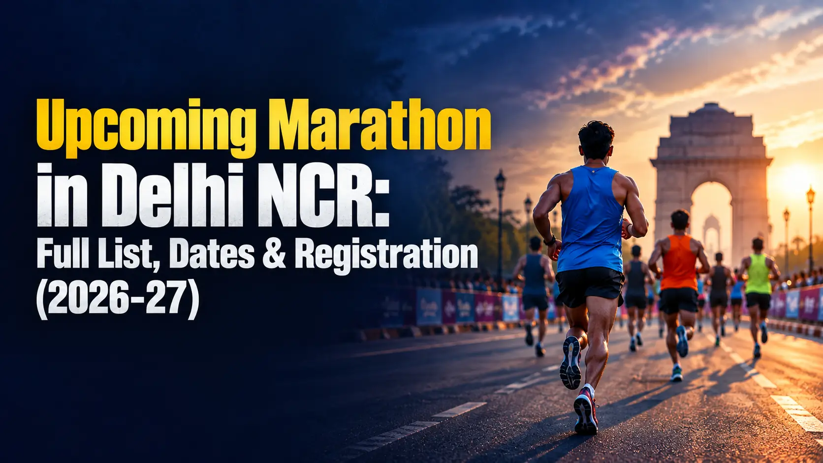 Marathon runners on a Delhi road near India Gate