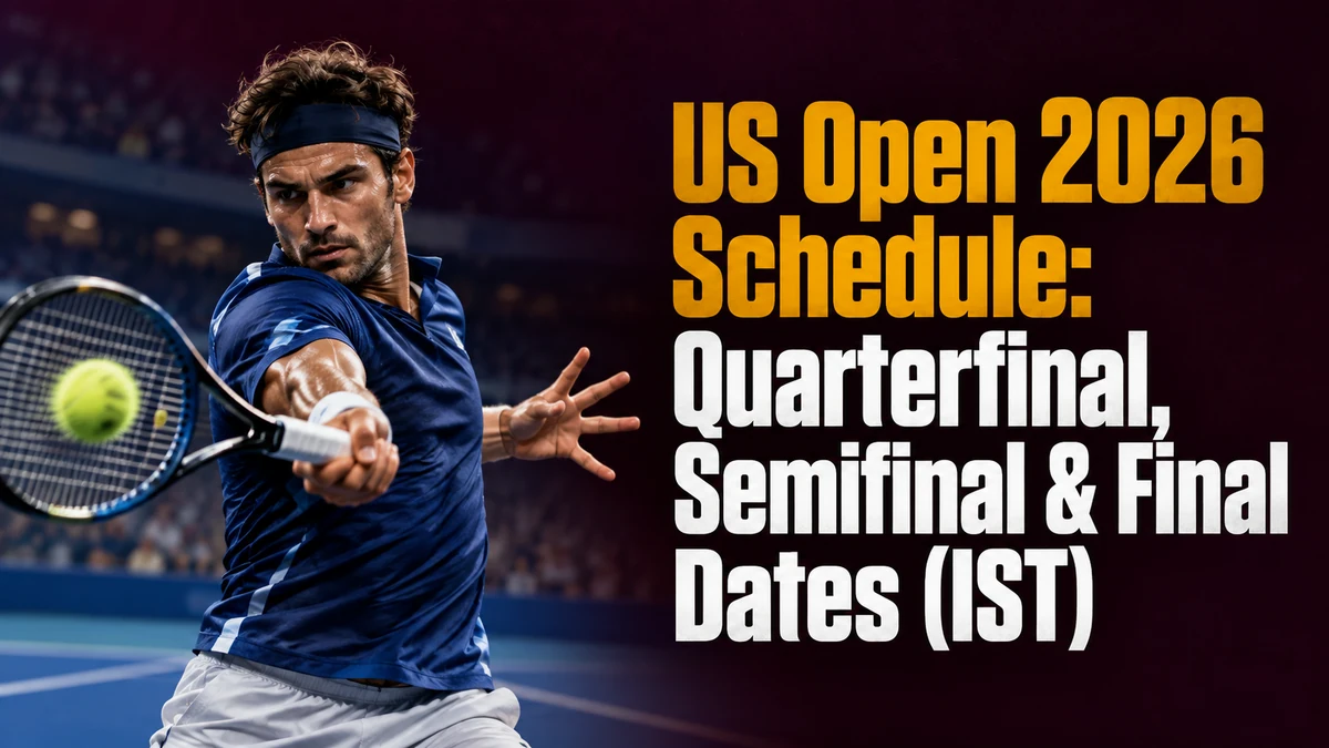 US Open 2026 schedule: quarterfinal, semifinal and final dates (IST), with a tennis player illustration