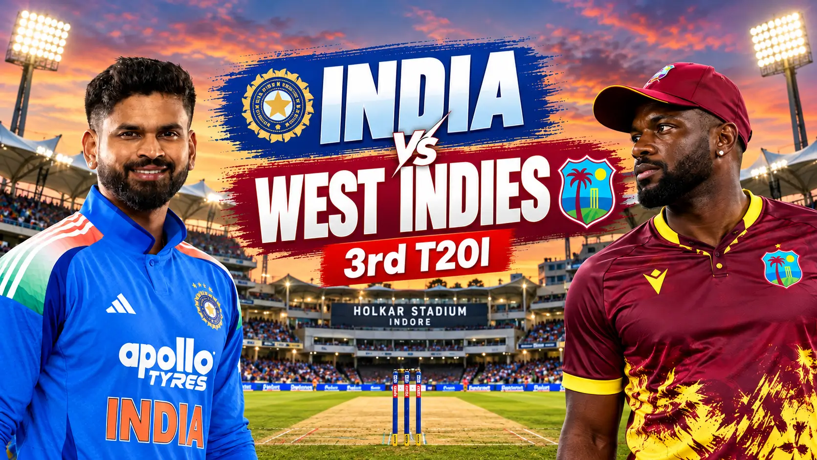 India vs West Indies 3rd T20I at the Holkar Stadium, Indore