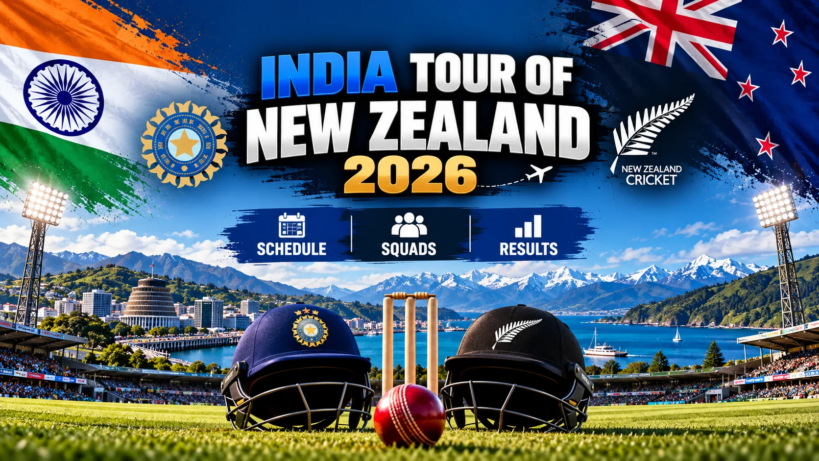 India tour of New Zealand 2026 illustration for the T20I, ODI and Test series