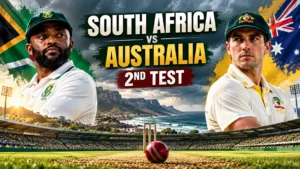 Illustration of a fast bowler for the South Africa vs Australia 2nd Test at St George's Park, Gqeberha